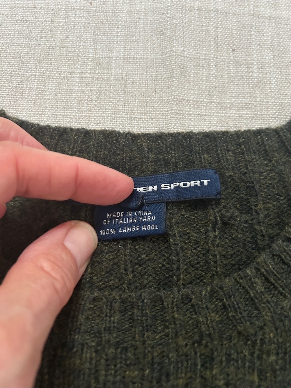 Ralph Lauren Sport Cable Knit Sweater Olive Lambswool Crewneck Preppy Old Money - Picture 3 of 16